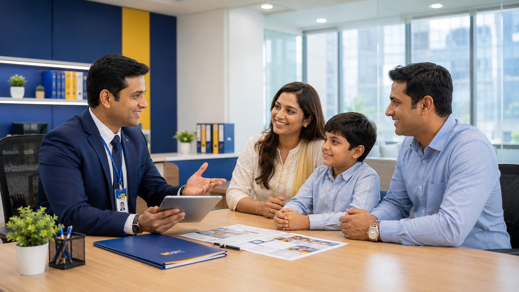 Bhaskara Insurance Advisor providing insurance consultation to an Indian family